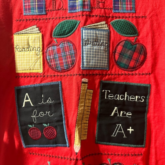 New Handcrafted Teachers Shirt Valorie’s Folk Art Appliqué, Size L - Picture 14 of 14